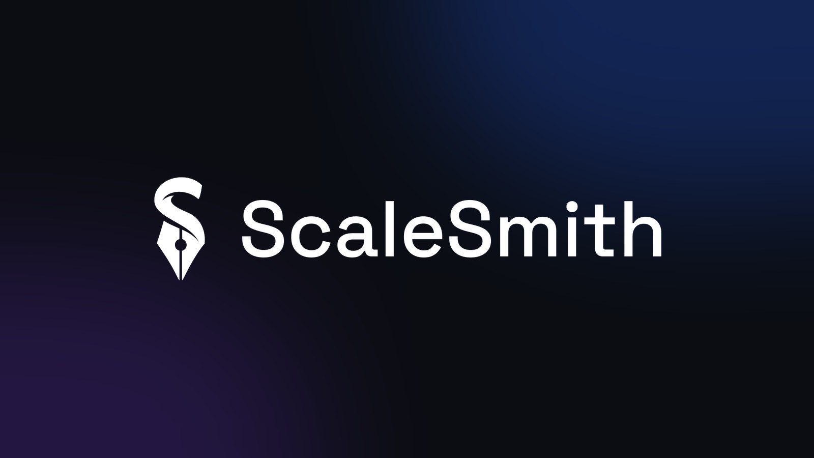ScaleSmith brand identity — the nib mark and wordmark on charcoal
